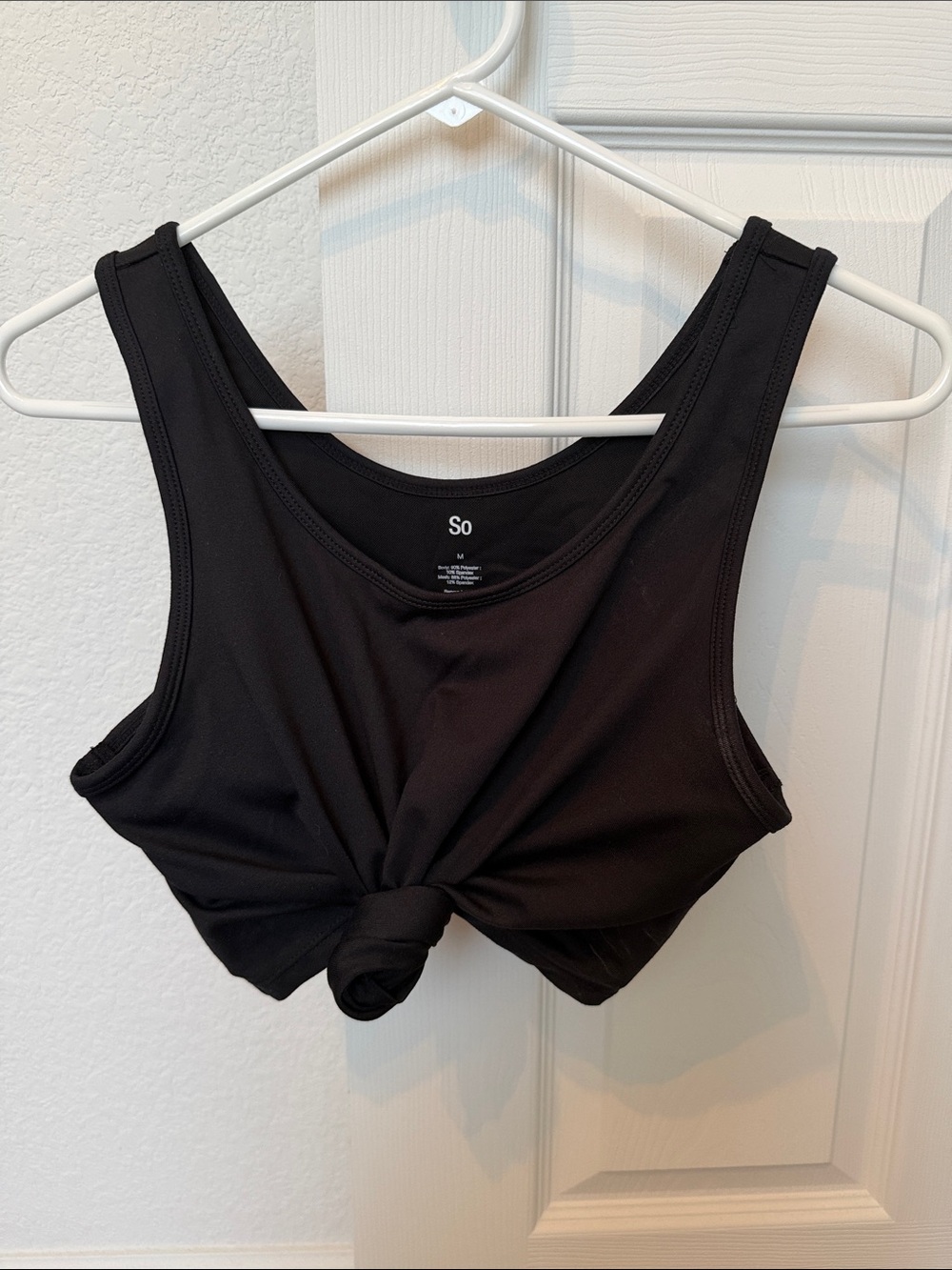 SO Black Knotted Crop Tank Top